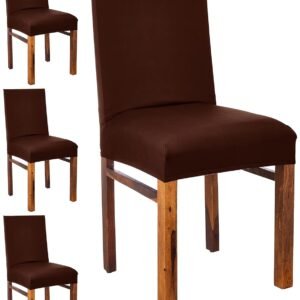 Homics Polyester Dining Chair Cover Removable & Washable Seat Case Stretchable Universal Protective Elastic Slipcover (Coffee)