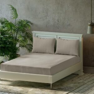 Trance Home Linen 300 TC Pure 100% Cotton | Soft Skin Safe | Breathable King Size Flat Bedsheets | All Season Soft Fabric | Double Bedsheet Set with 2 Pillow Covers (108x108 Inches Mocha)